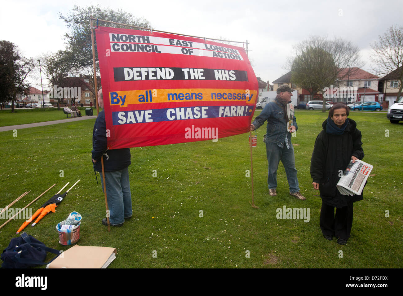 London, UK. 27th April 2013. Hundreds of people marched in West London in protest against the closing of A&E departments at Charing Cross, Hammersmith, Central Middlesex and Ealing Hospitals.Credit:Sebastian Remme/Alamy Live News Stock Photo