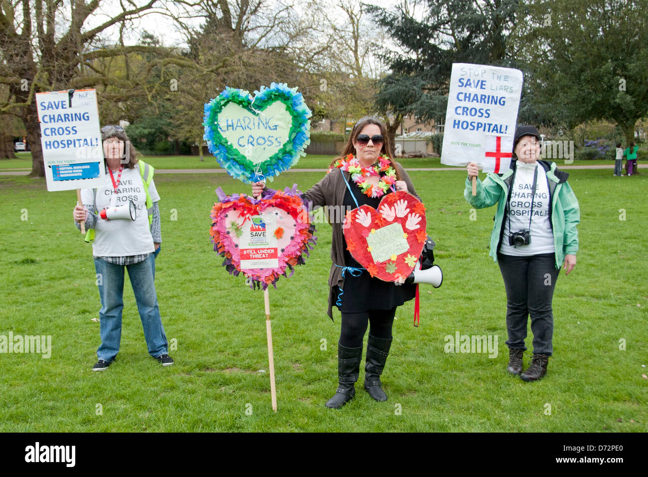 London, UK. 27th April 2013. Protesters marching from Acton Park to Ealing Common to hold a rally against the closure of vital services at Ealing Hospital, such as the A&E and Maternity wing. Credit: Pete Maclaine/Alamy Live News Stock Photo