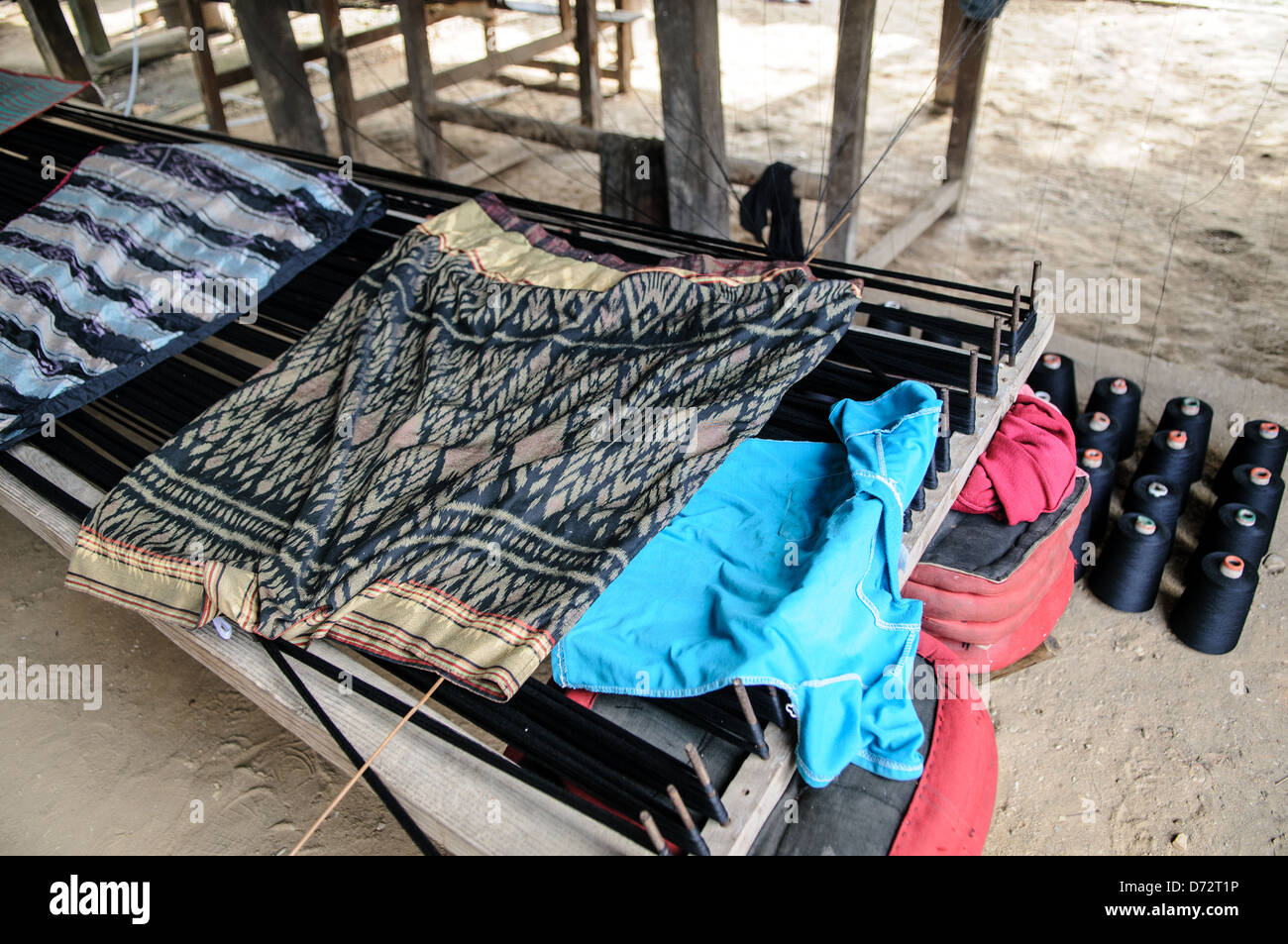 Weaving Local Material Textile Weaving Equipment Plain Of Jars Xiangkhouang Province Laos ...