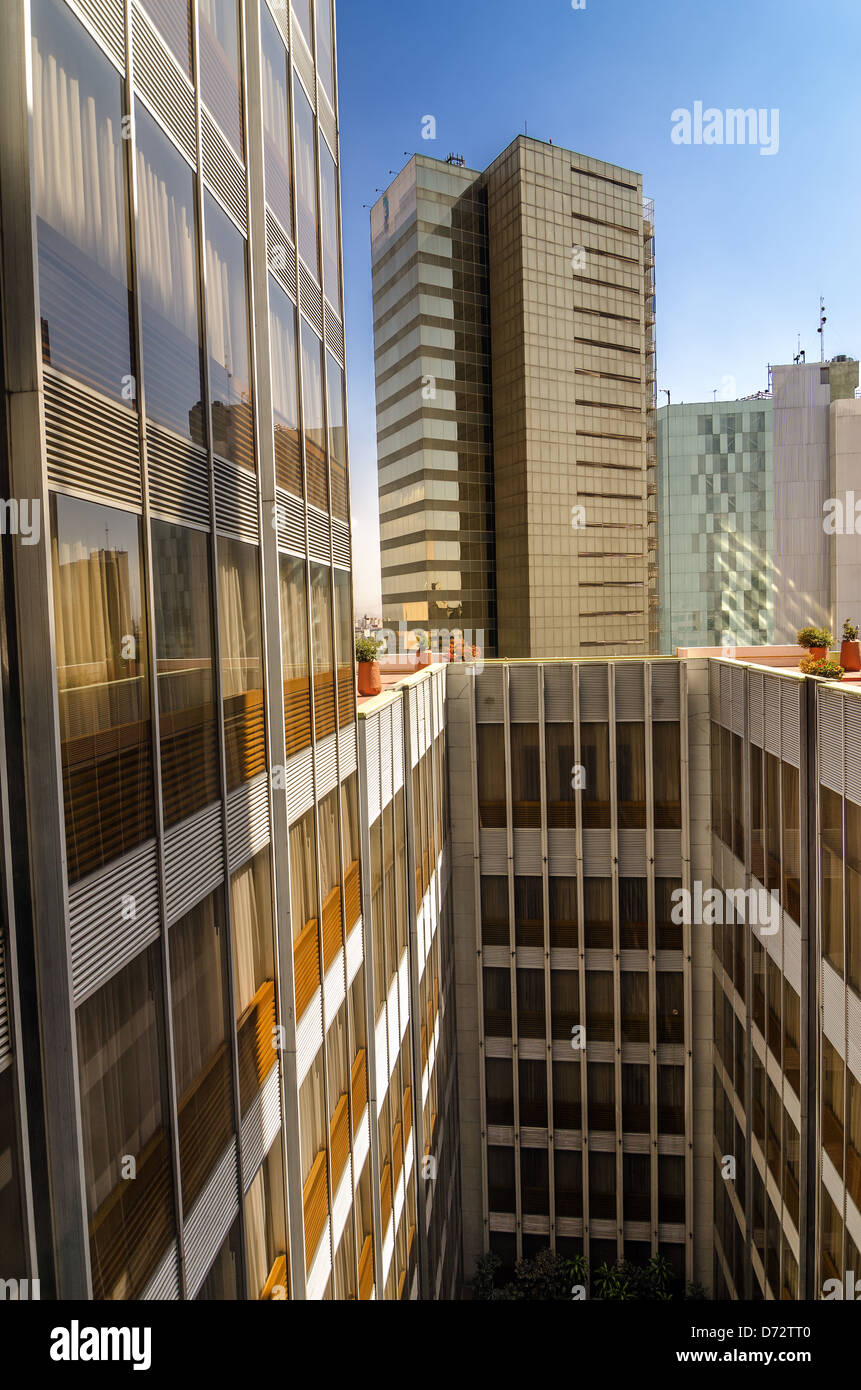 View of two tall skyscrapers in the Reforma neighborhood of Mexico City Stock Photo