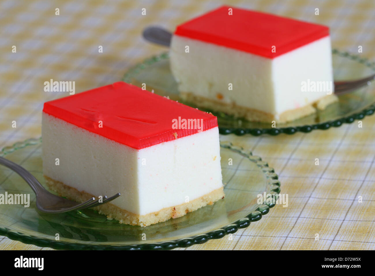 Cheesecake with strawberry jelly Stock Photo