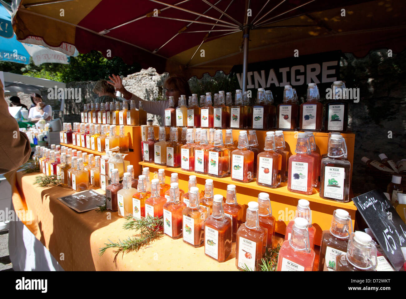 Ansouis, France, stall for different types of vinegar Stock Photo Alamy