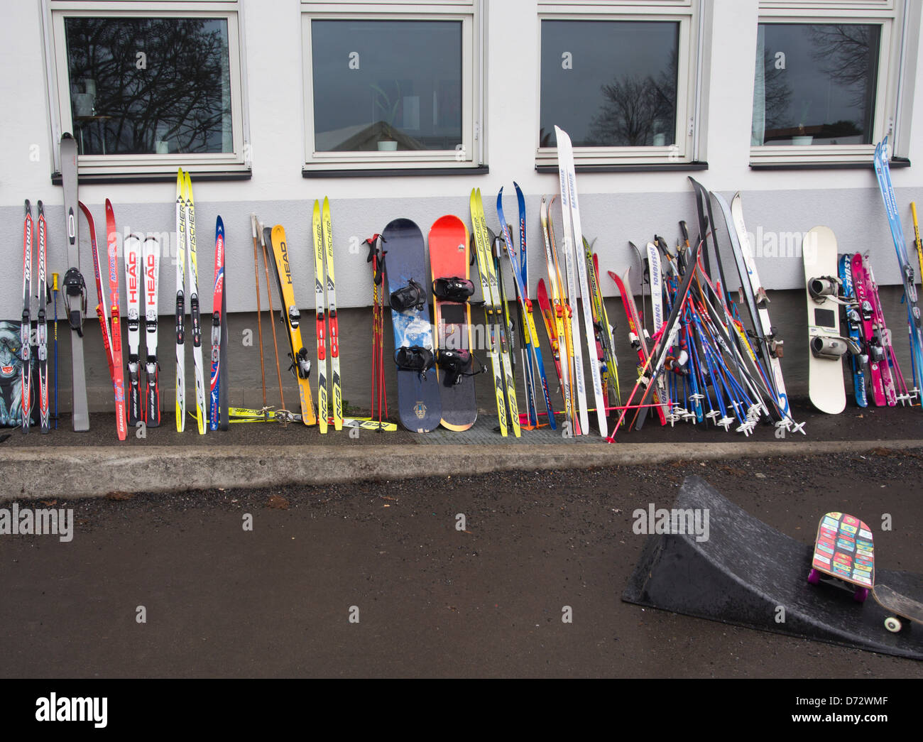 After the snow is gone, school sale of used ski and snowboard equipment
