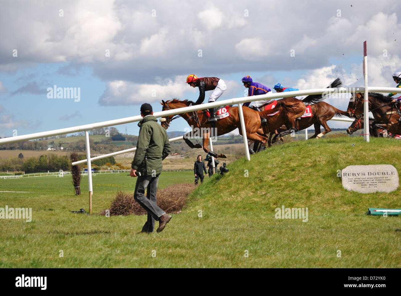 punchestown race course naas co kldare today saturday 27th april 2013 national hunt racing horses and jockeys jumping rubys double in the cross country race today photo taken by Linda Duncan alamy live news Stock Photo