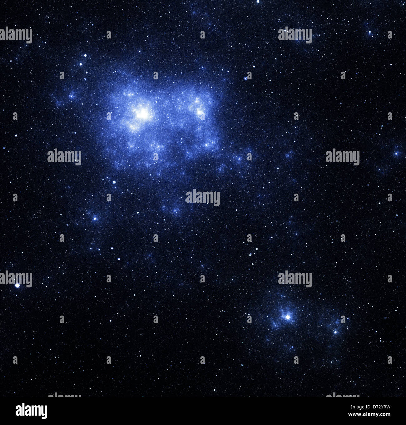 Blue space nebula, stars background Stock Photo