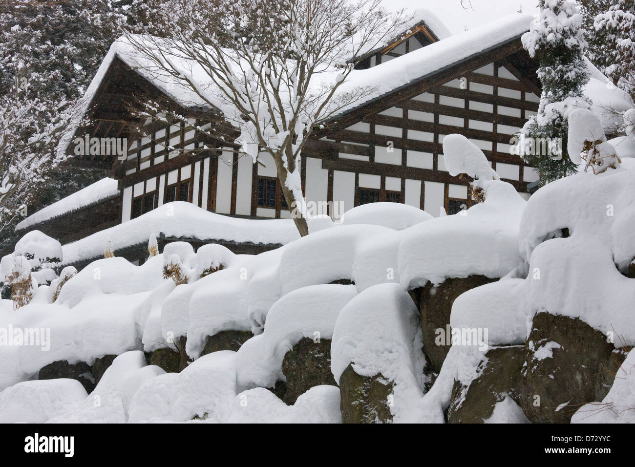 Traditional house covered with snow, Nagano, Japan Stock Photo Alamy