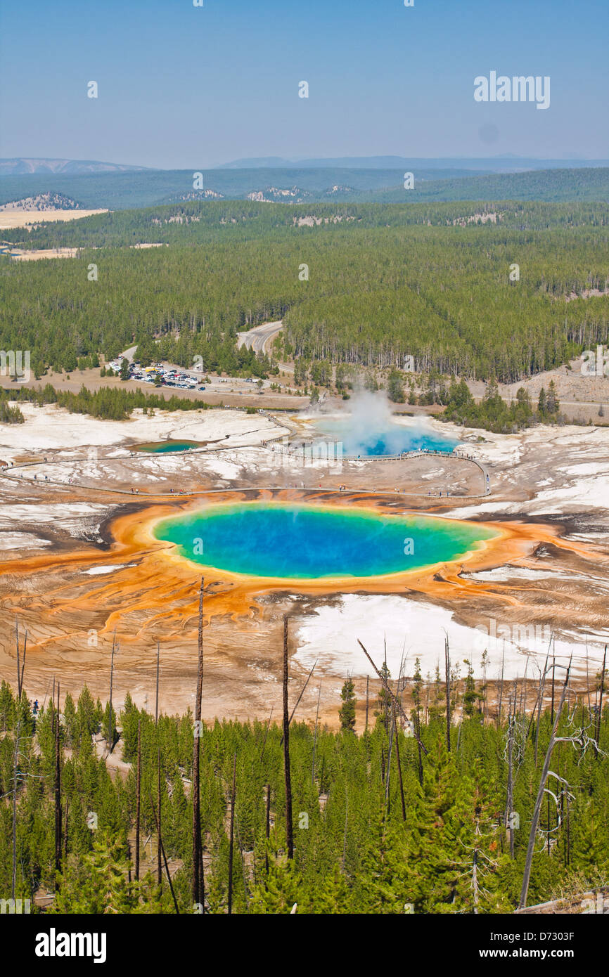 The World Famous Grand Prismatic Spring in Yellowstone National Park Stock Photo