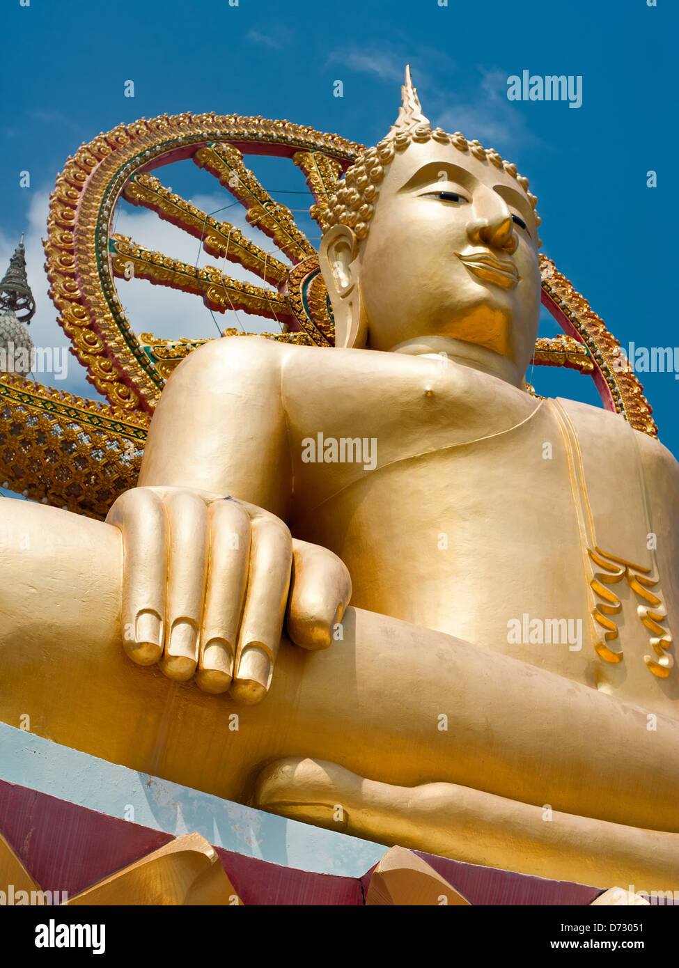 Big golden Buddha statue in Wat Phra Yai Temple. Koh Samui island