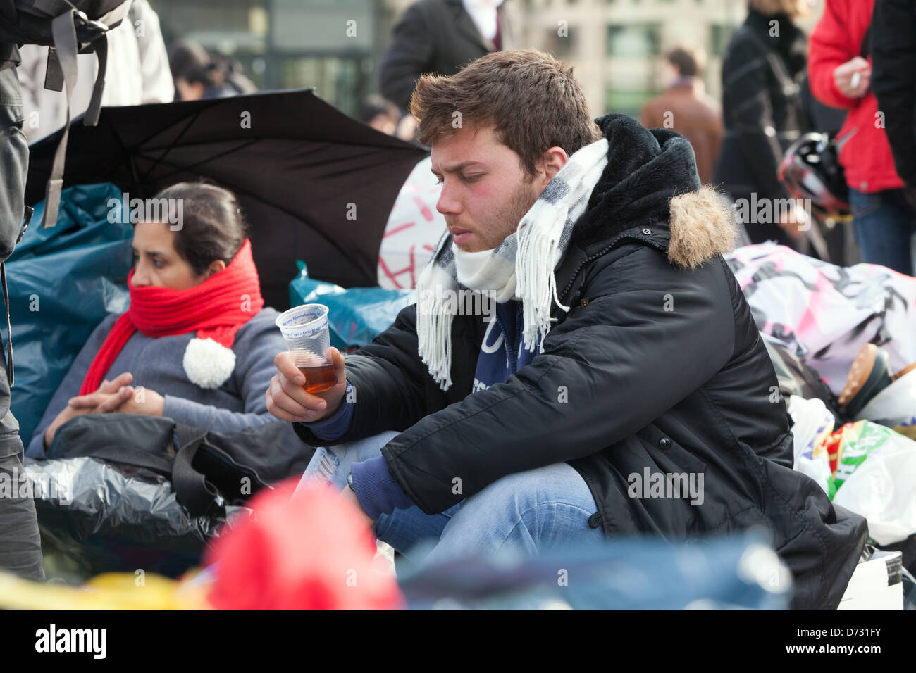 Berlin, Germany, the Refugee hunger strike in front of the Brandenburg Gate Stock Photo