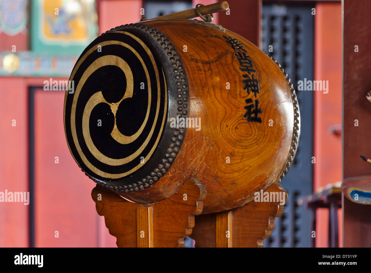 Drum in Asakusa Kannon Temple (Senso-ji Temple), Tokyo, Japan Stock Photo