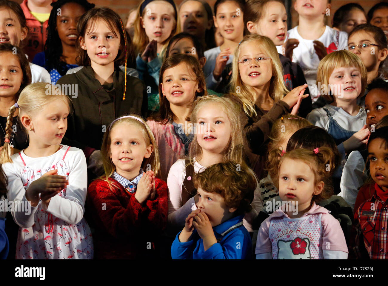 Bochum, Germany, SING DAY OF SONG, school children because of the Brink-school sing at Christ Church Stock Photo