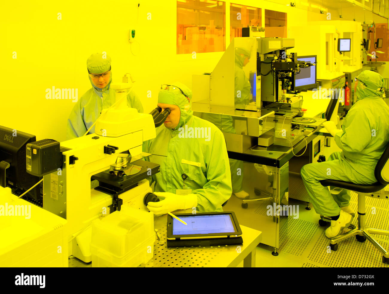 Dortmund, Germany, scientists at iX-factory work in the clean room Stock Photo