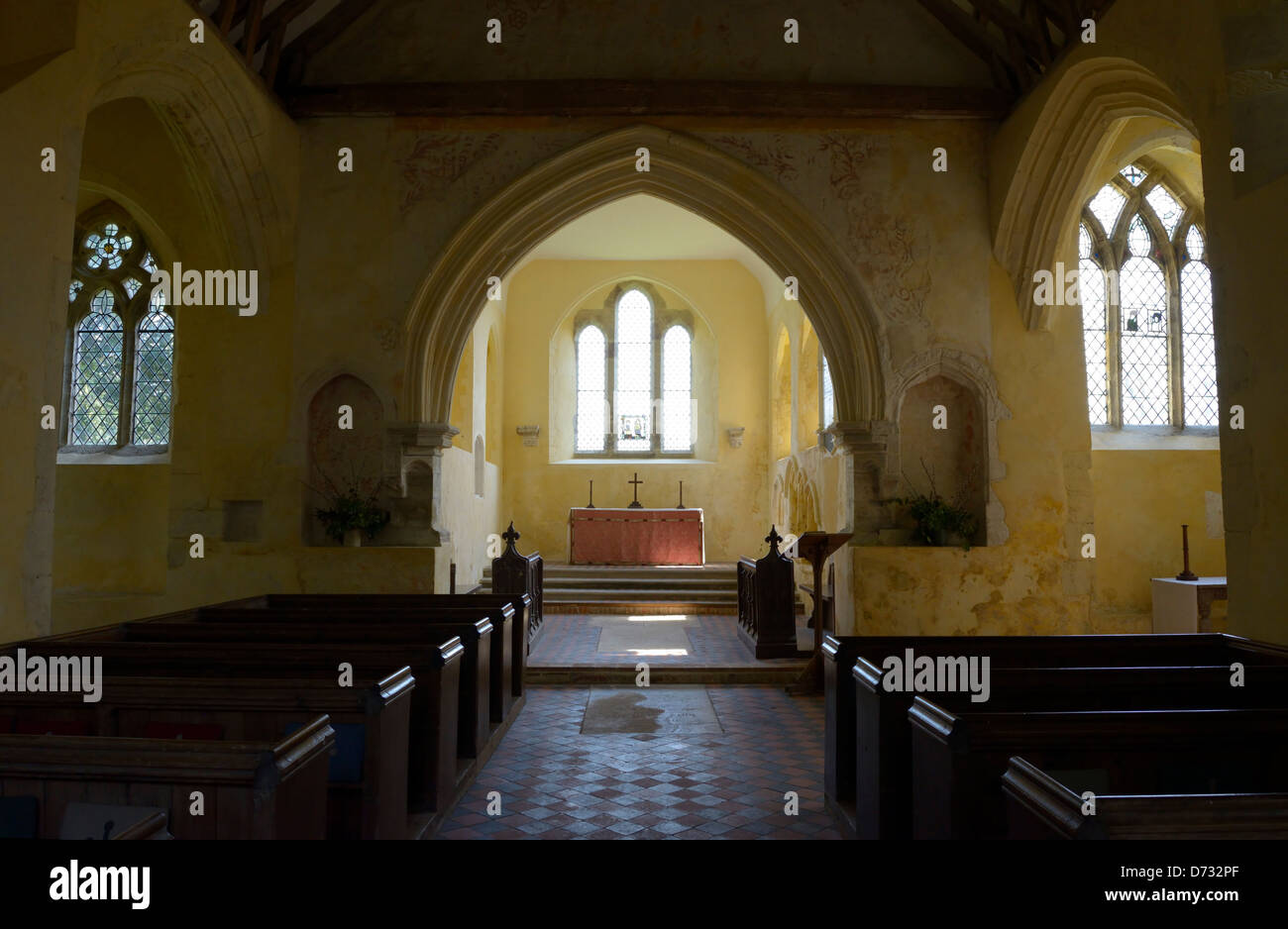The interior of the church of St Mary the Virgin at North Stoke, West Susex, UK Stock Photo