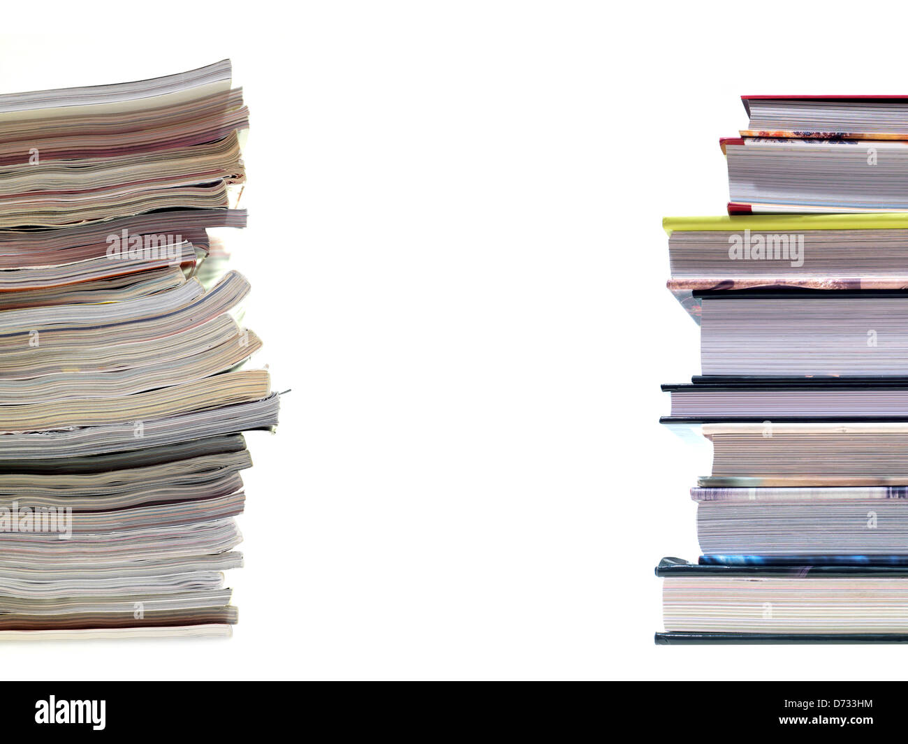 A book stack isolated against a white background Stock Photo - Alamy