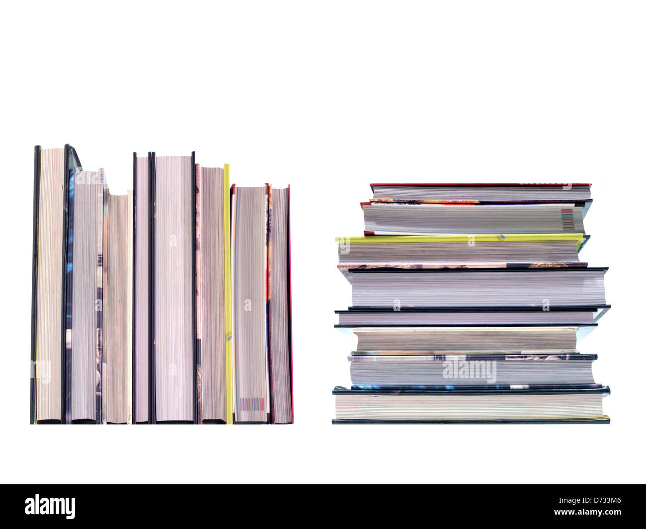 A book stack isolated against a white background Stock Photo - Alamy