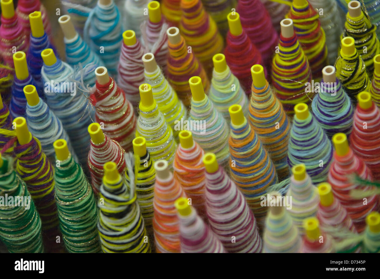 Colorful spools of threads, Kyoto, Japan Stock Photo