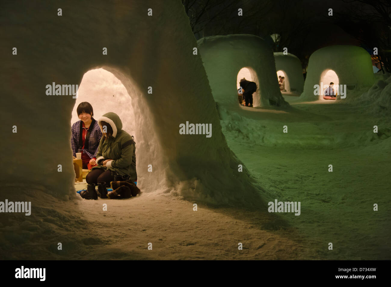 Tourists Eating Rice Cakes In Igloo Like Snow Houses At Kamakura Stock Photo Alamy Tourists Eating Rice Cakes In Igloo Like Snow Houses At Kamakura Stock Photo Alamy