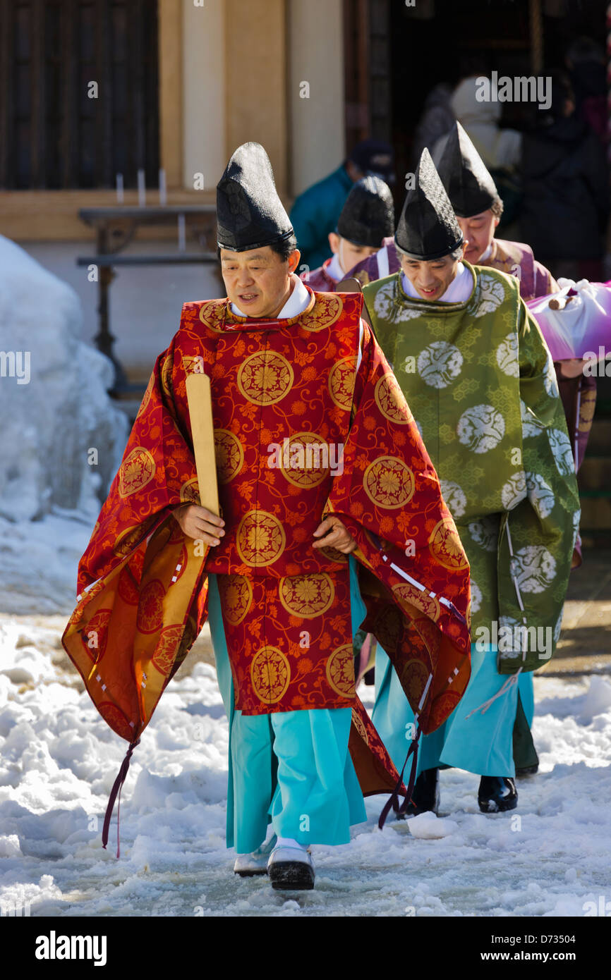 Priests at the Giant Tug of the War Festival, Daisen, Akita Prefecture, Japan Stock Photo