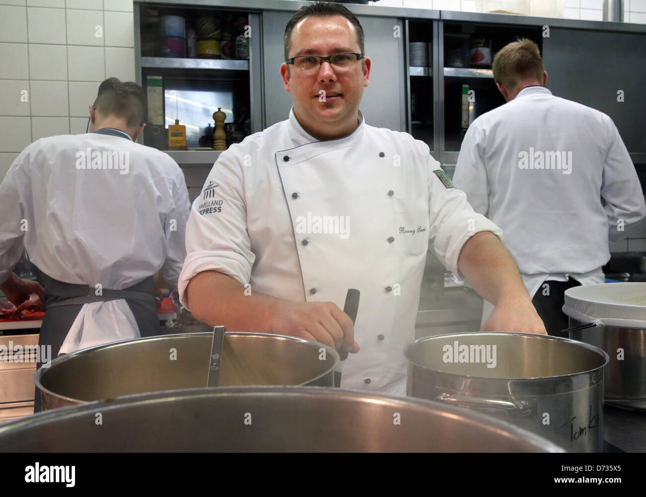 German chef Ronny Siewert stands in his kitchen in the Grand Hotel in