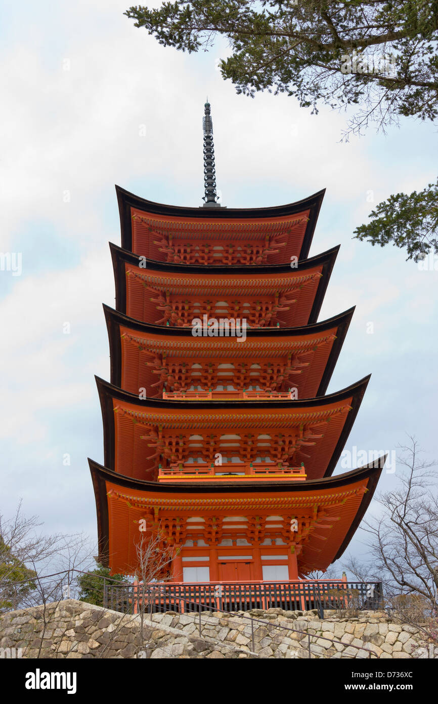 Pagoda of Itsukushima Jinja Shrine, Miyajima, Japan Stock Photo