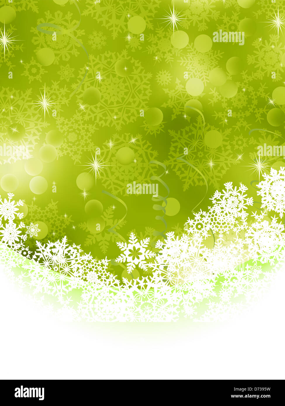 Green background with snowflakes Stock Photo - Alamy