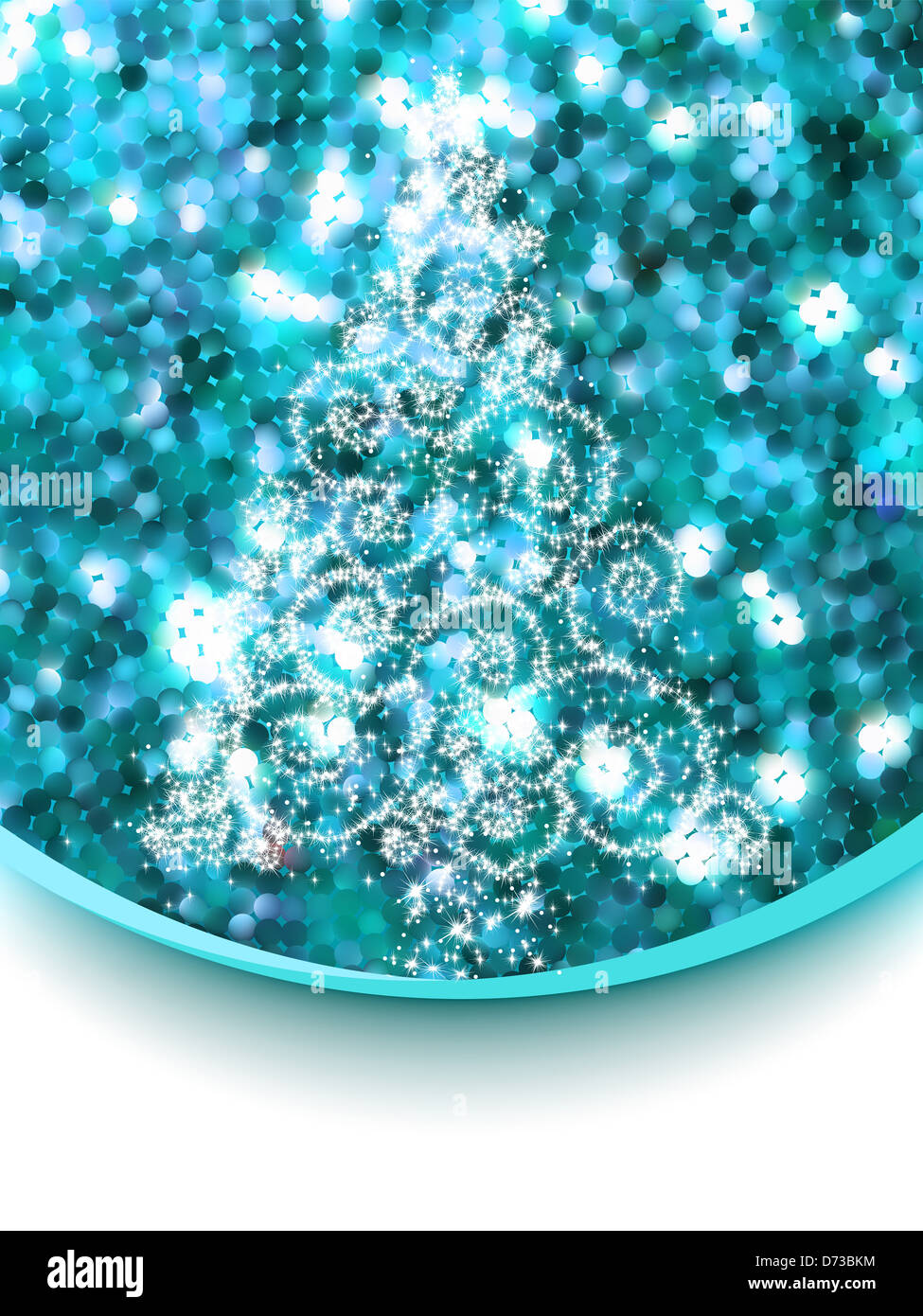Christmas tree illustration on blue glitter background Stock Photo Alamy