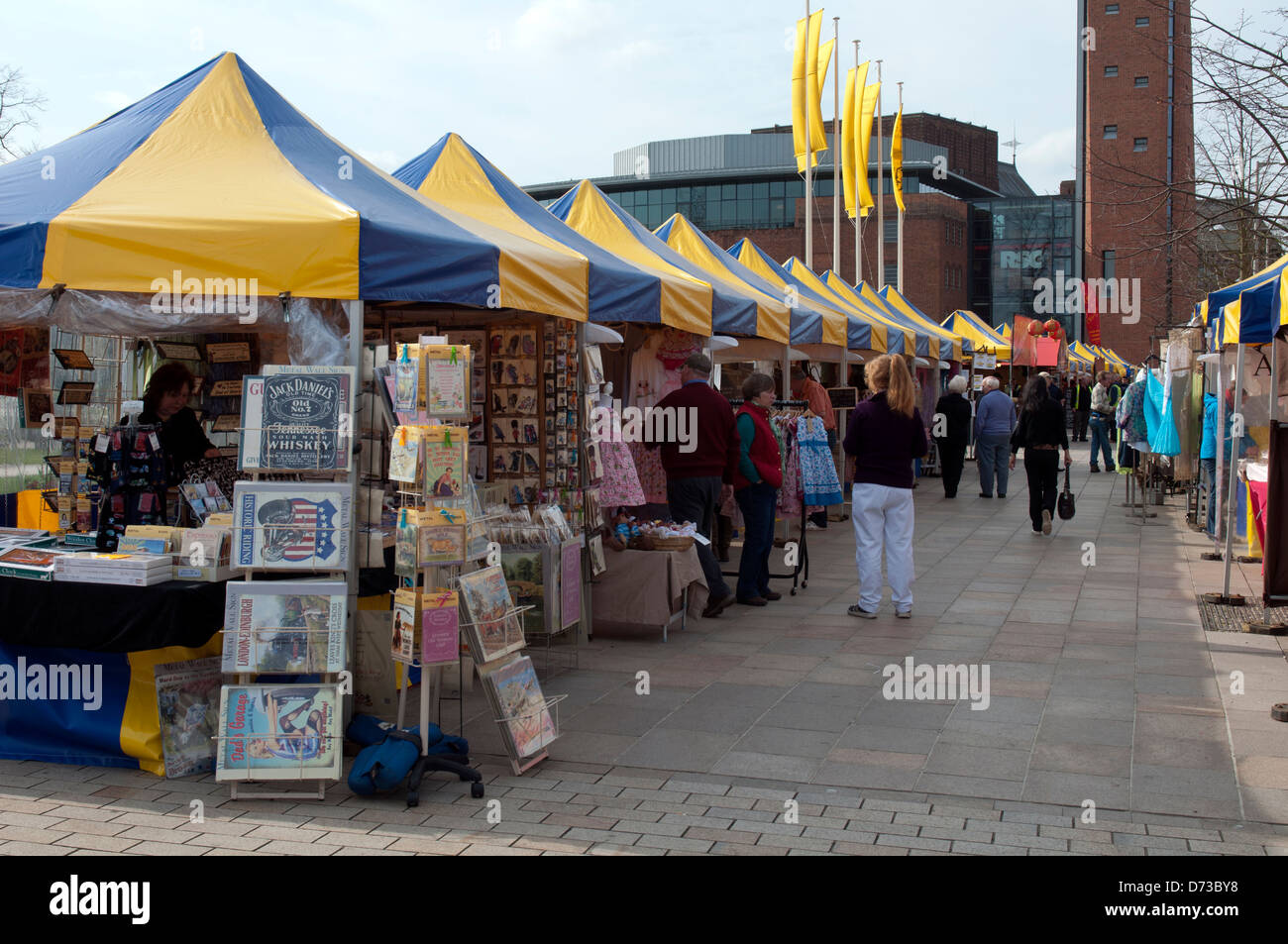 Sunday market in Waterside, Stratford-upon-Avon, UK Stock Photo