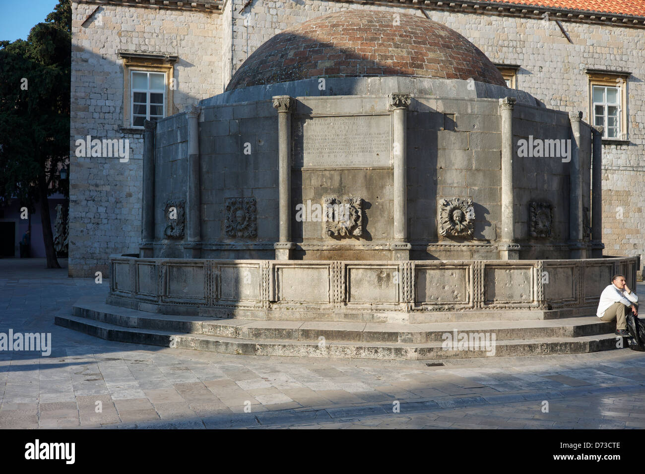 Water cistern in Dubrovnik, Croatia collected rainwater built in 1311 and is called Large Onofrio's Fountain Stock Photo