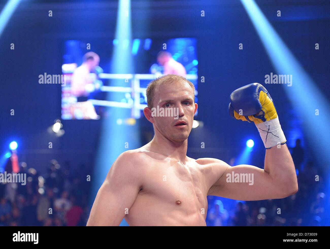 The German European boxing champion Juergen Braehmer (L) celebrates after his victory over