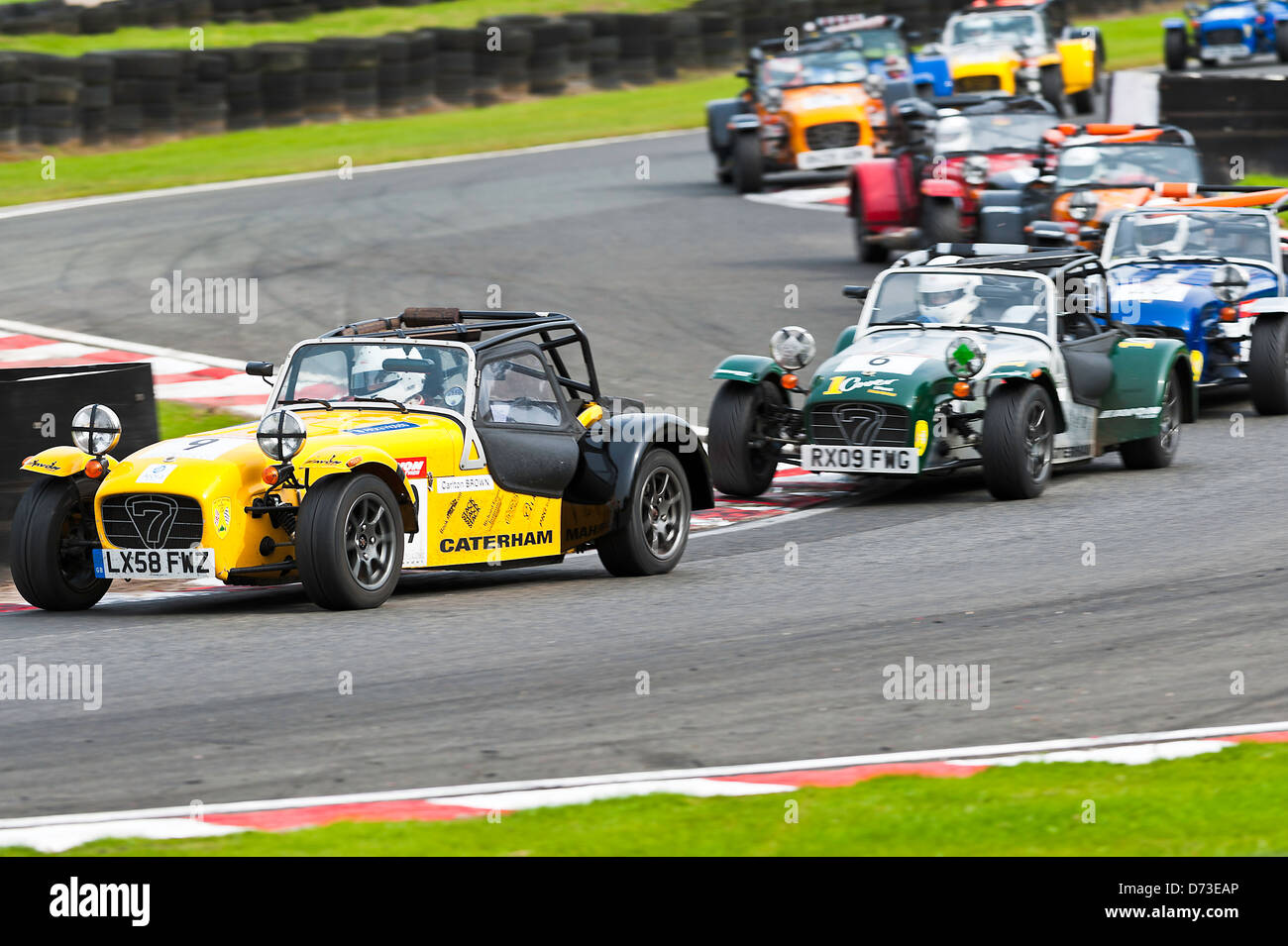 Caterham Roadsport Racing Cars Competing at Oulton Park Motor Racing Circuit Cheshire England United Kingdom UK Stock Photo