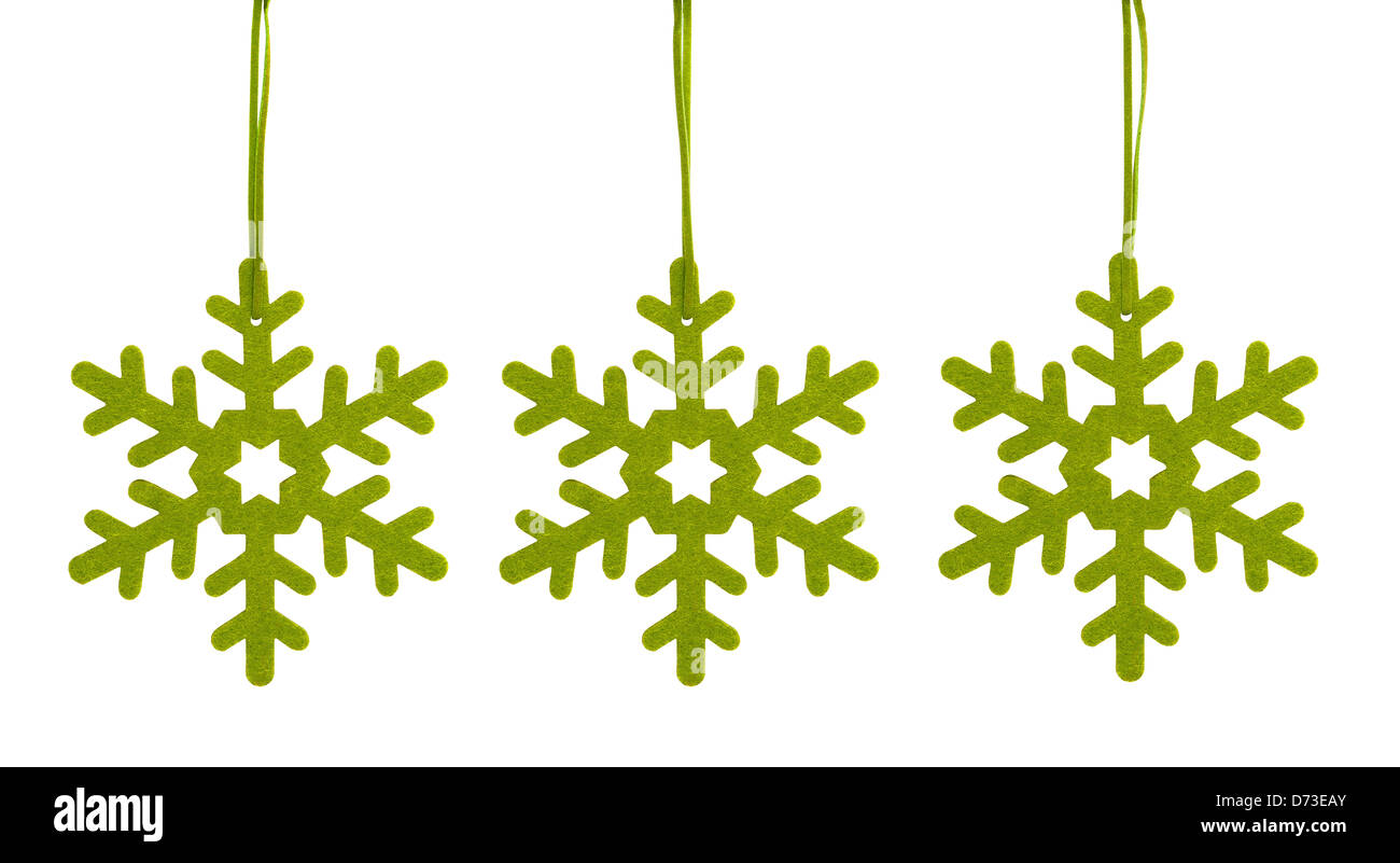 Green Snowflakes for Christmas Tree Stock Photo
