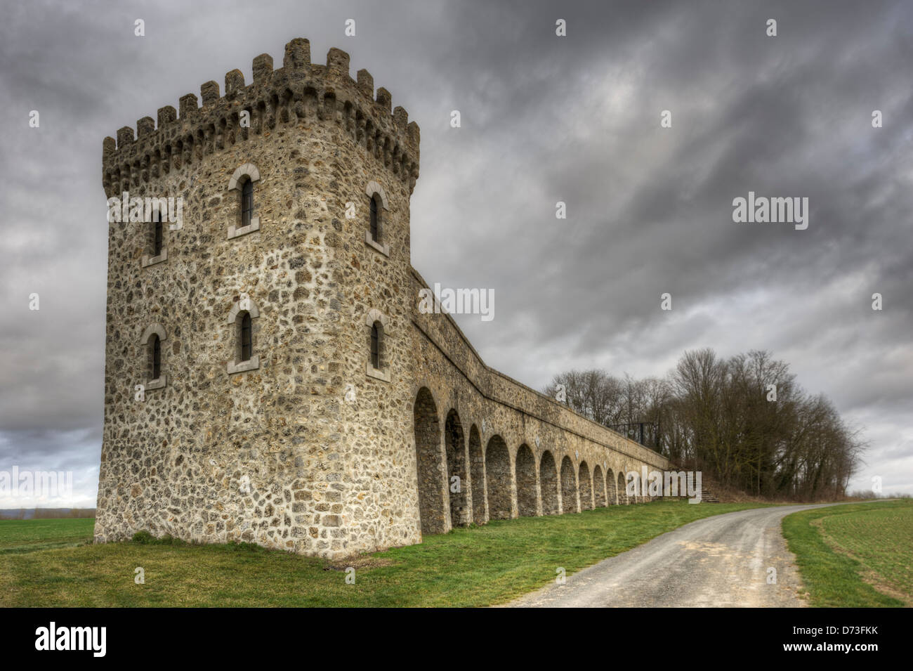 Conde-sur-Marne Tower, a listed pumping station built in the 19th century, Marne, Champagne Ardennes, France Stock Photo