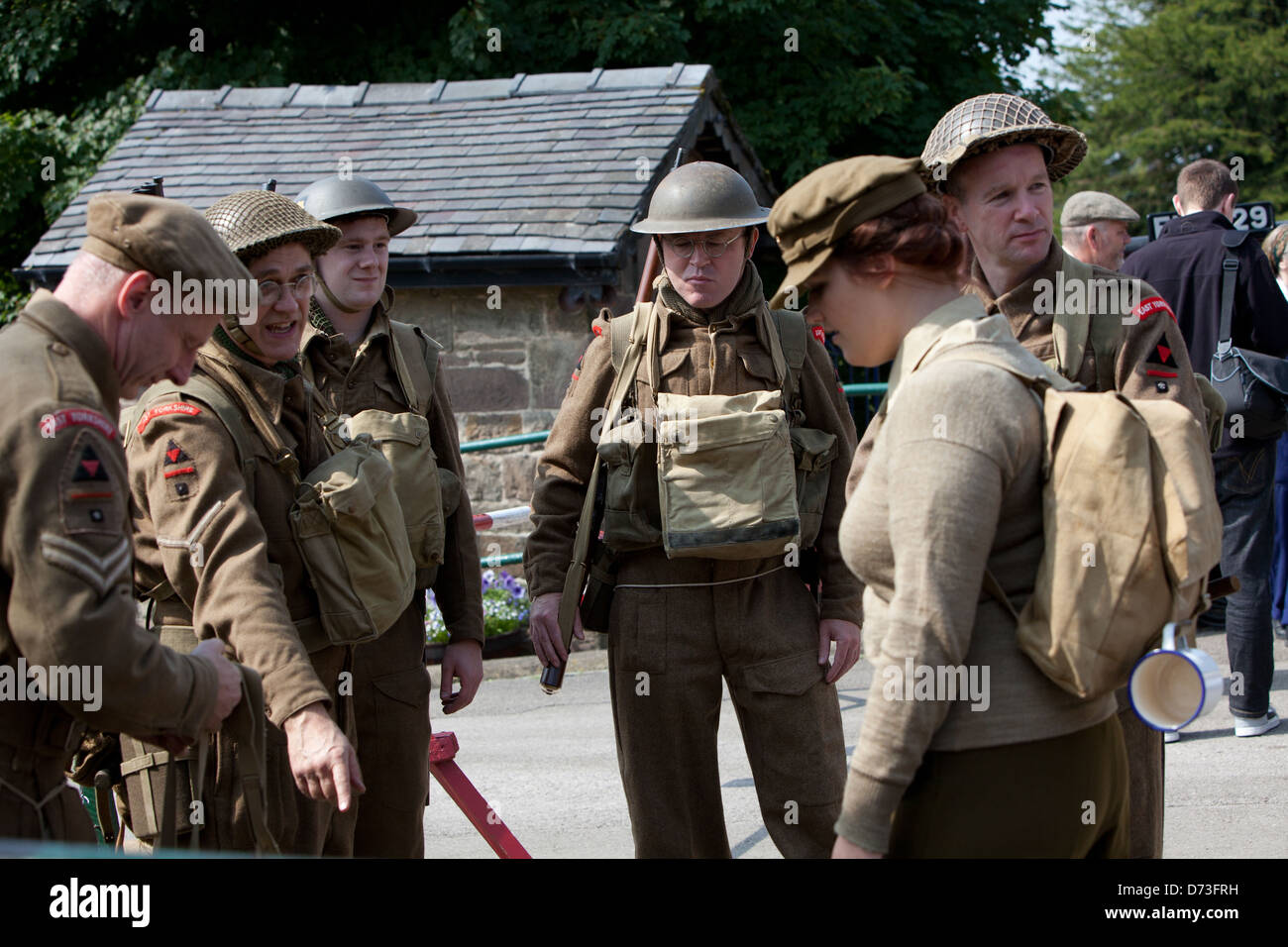 Enthusiasts in period costume at 1940's military reenactment at ...