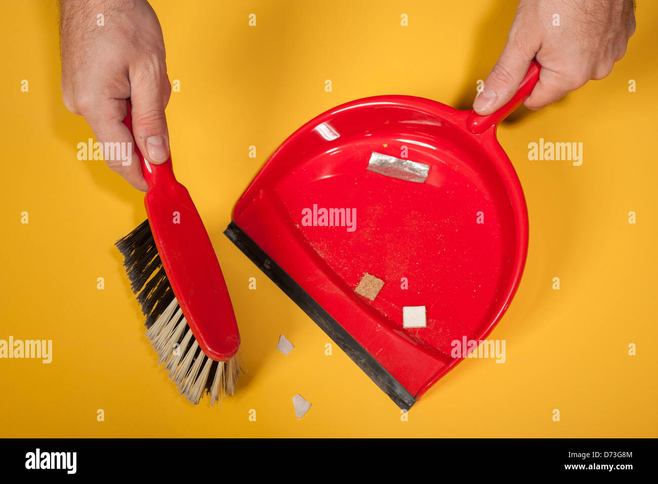 Man sweeping floor dustpan broom hires stock photography and images