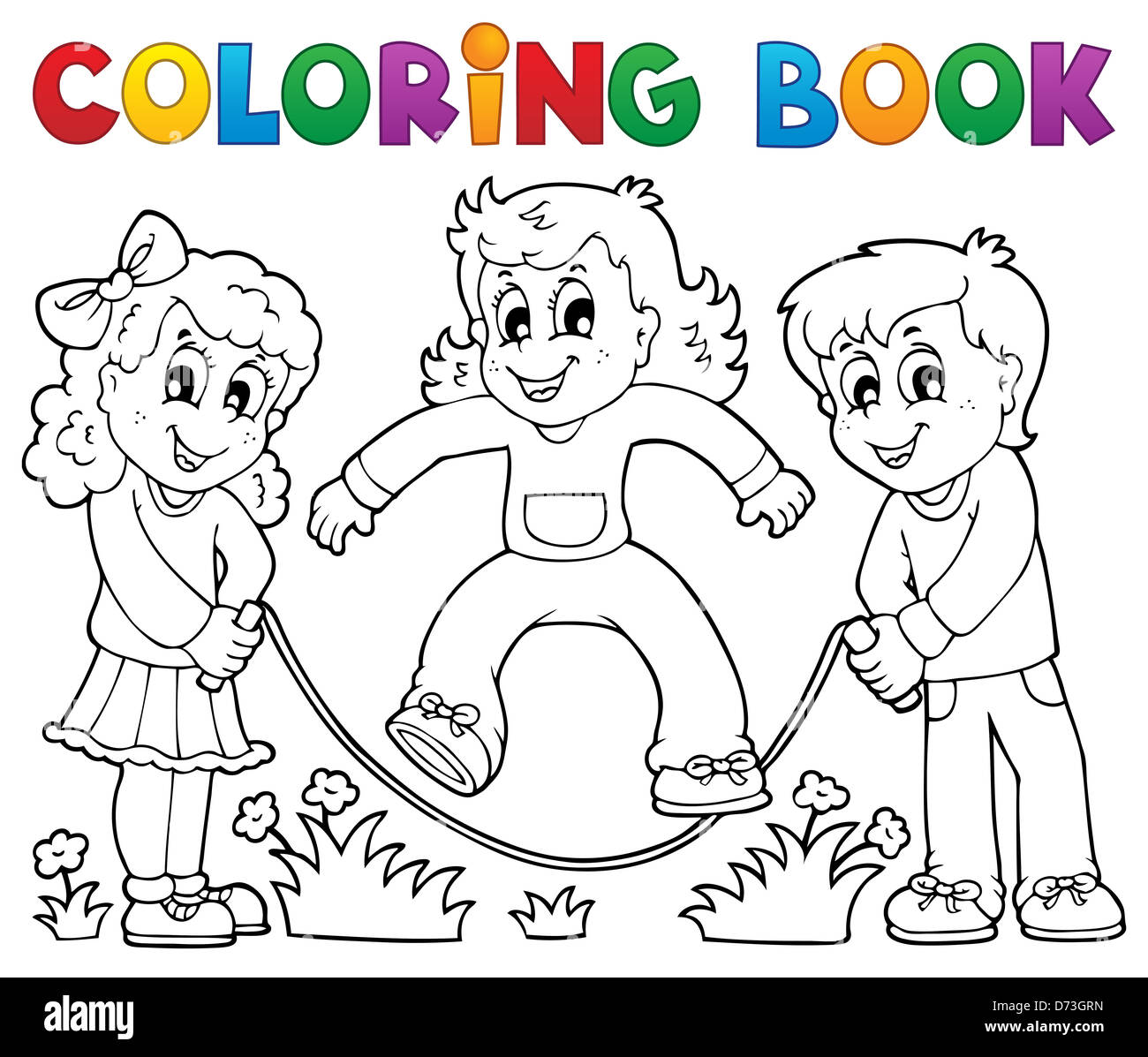 Coloring book kids play theme 1 - picture illustration Stock Photo - Alamy