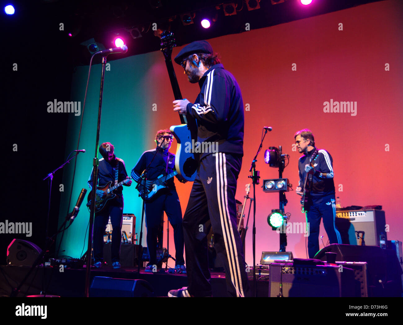 Barcelona, spain. 27th april. Eels, all the band dressed with Adidas  track-suit, performs in BARTS venue in Barcelona with his new album  'Wonderful, Glorious' Stock Photo - Alamy