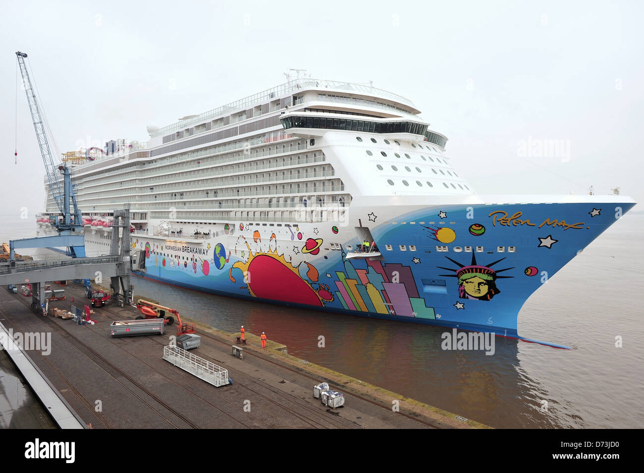 Bremerhaven, Germany, arrival of the cruise ship Norwegian Breakaway Stock Photo