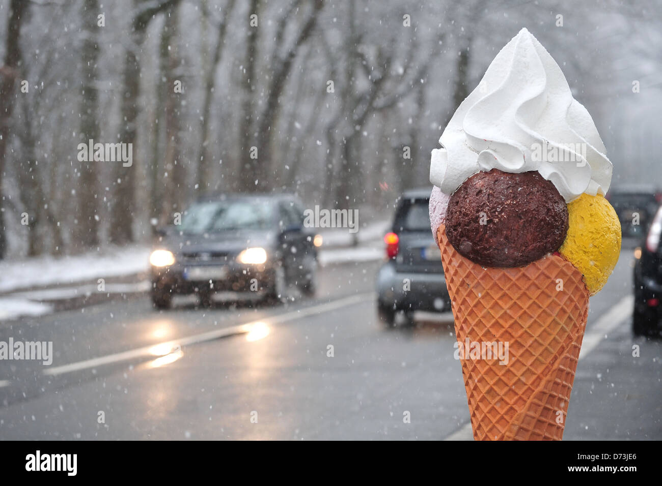 Oldenburg, Germany, in front of a plastic ice cream cone ice cream