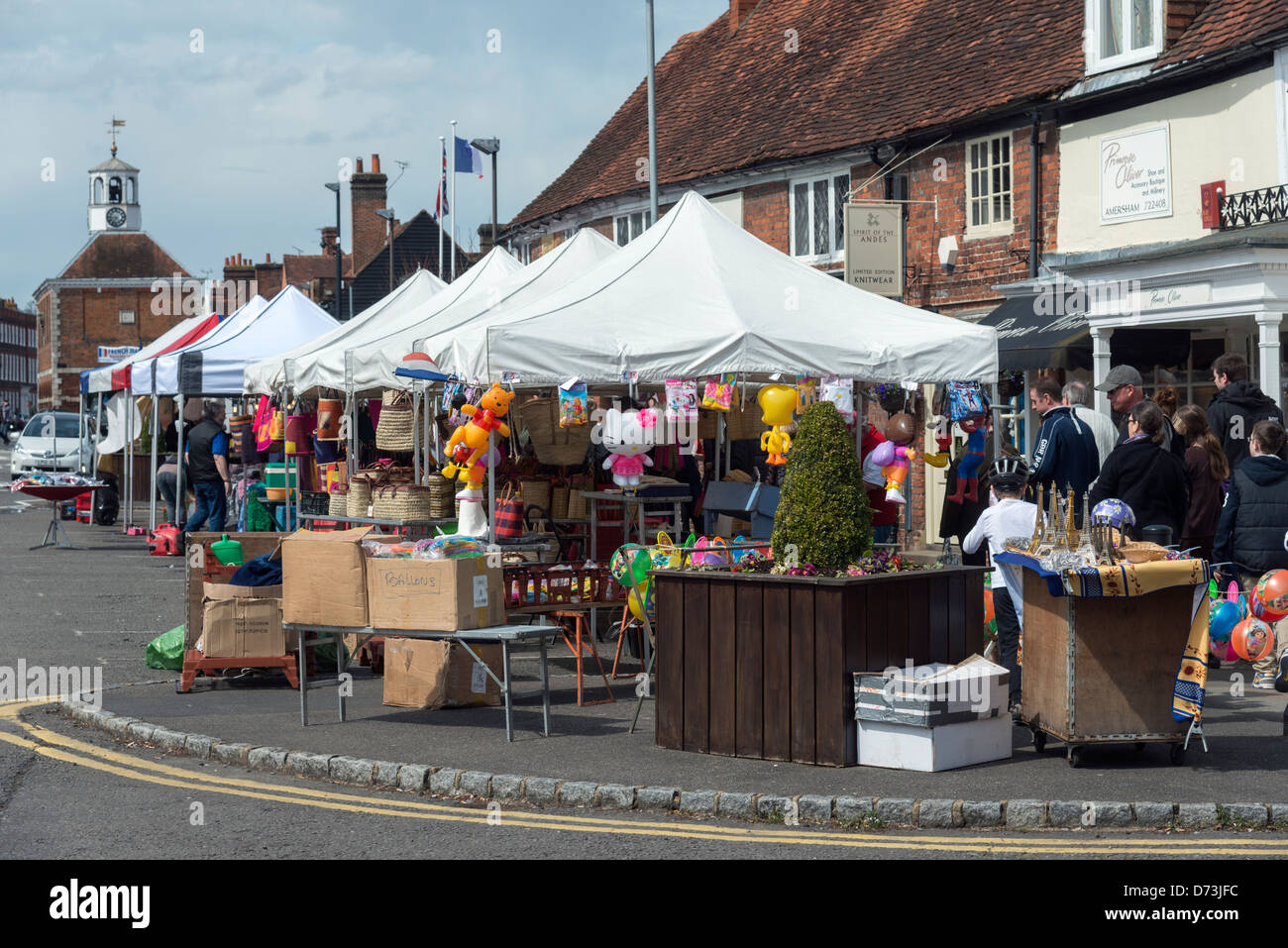 French open air market stalls in Old Amersham Bucks UK ...