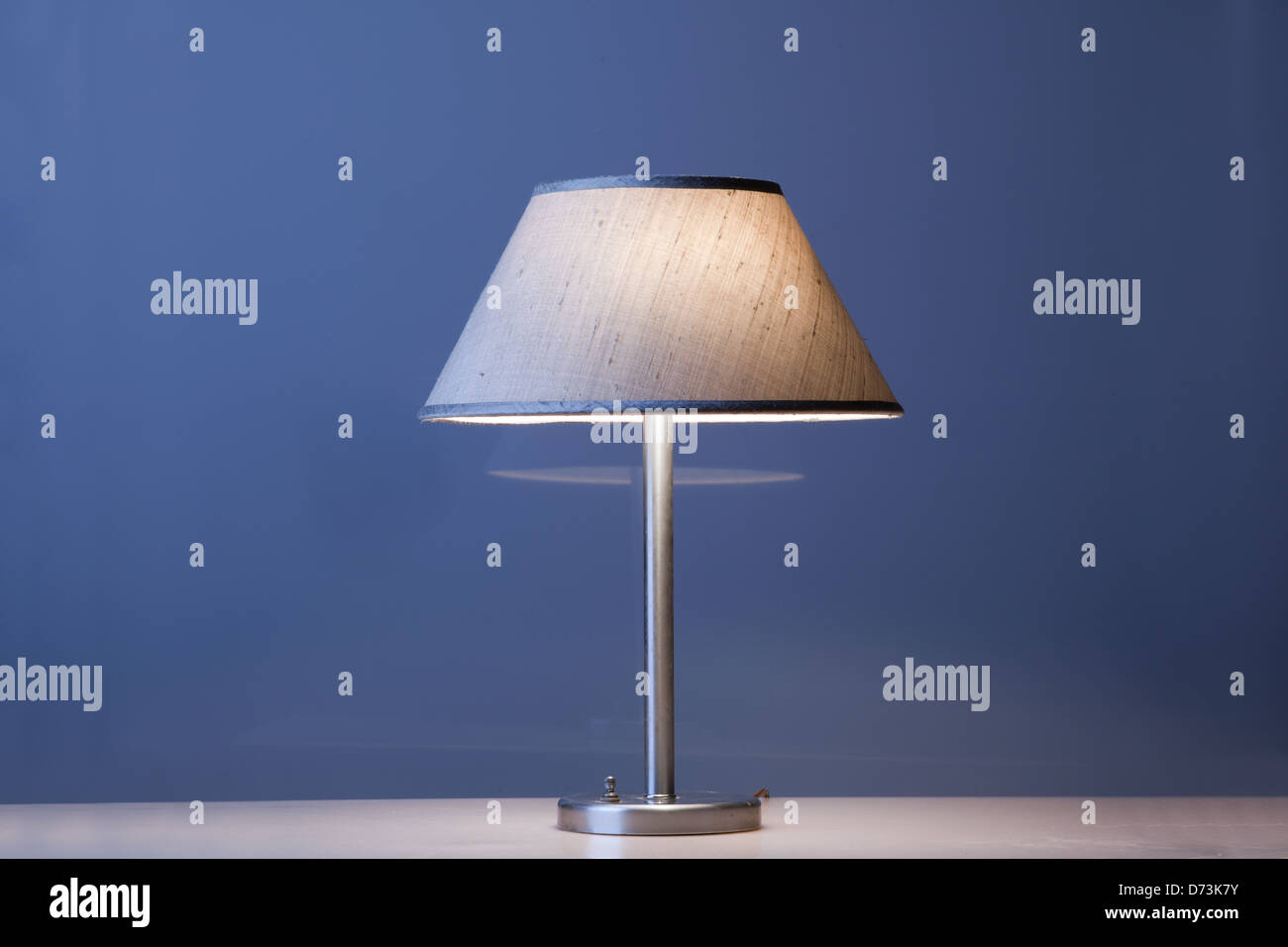 lamp on a table, blue, table, light Stock Photo