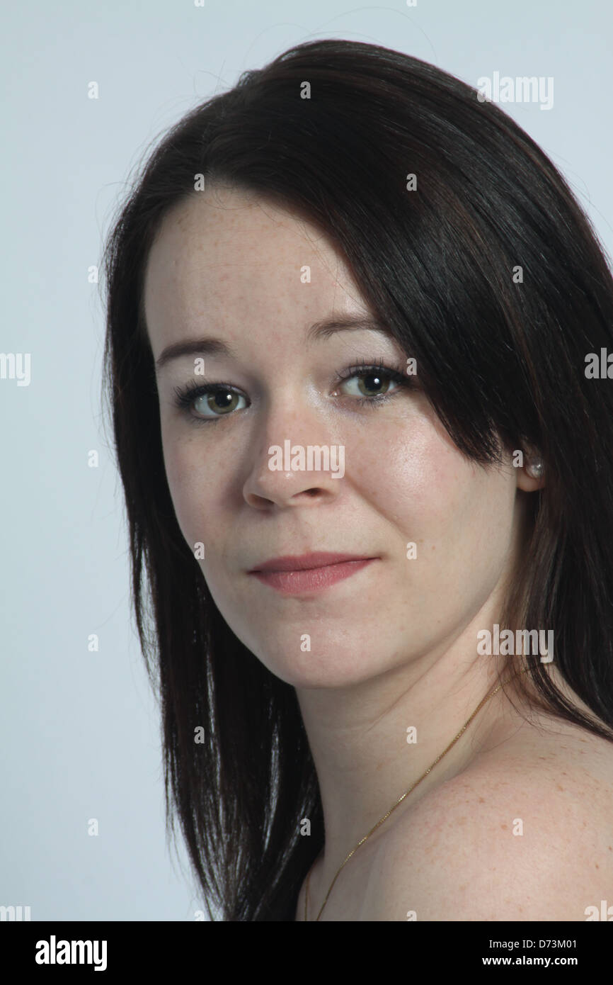 Head and shoulders of a very pretty young lady Stock Photo Alamy