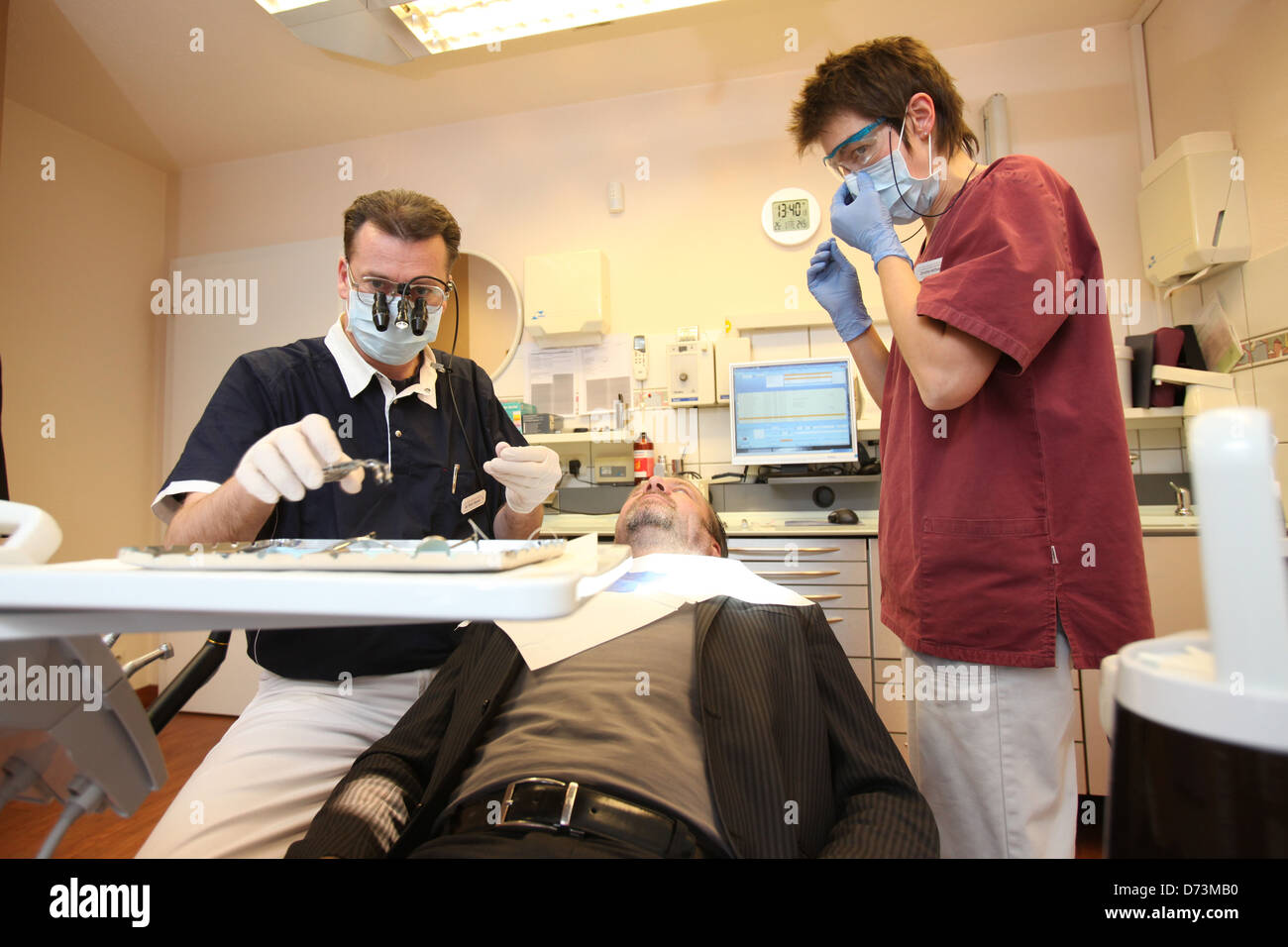 Wanderup, Germany, dental treatment with a dentist Stock Photo Alamy