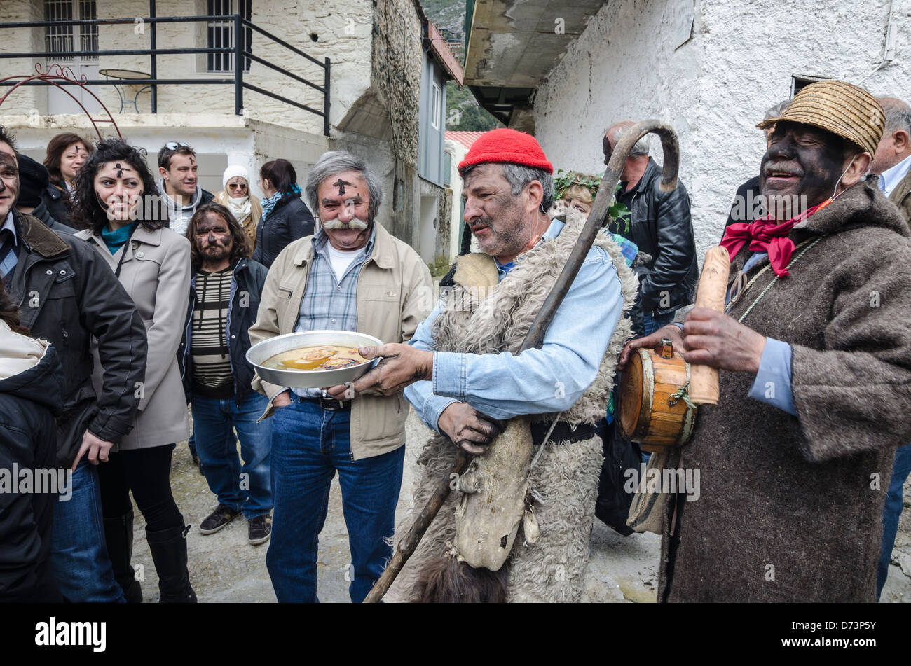 Pagan, rights of spring, festival held in the village of Nedousa, in the Taygetos mountains, Messinia, Peloponnese, Greece Stock Photo