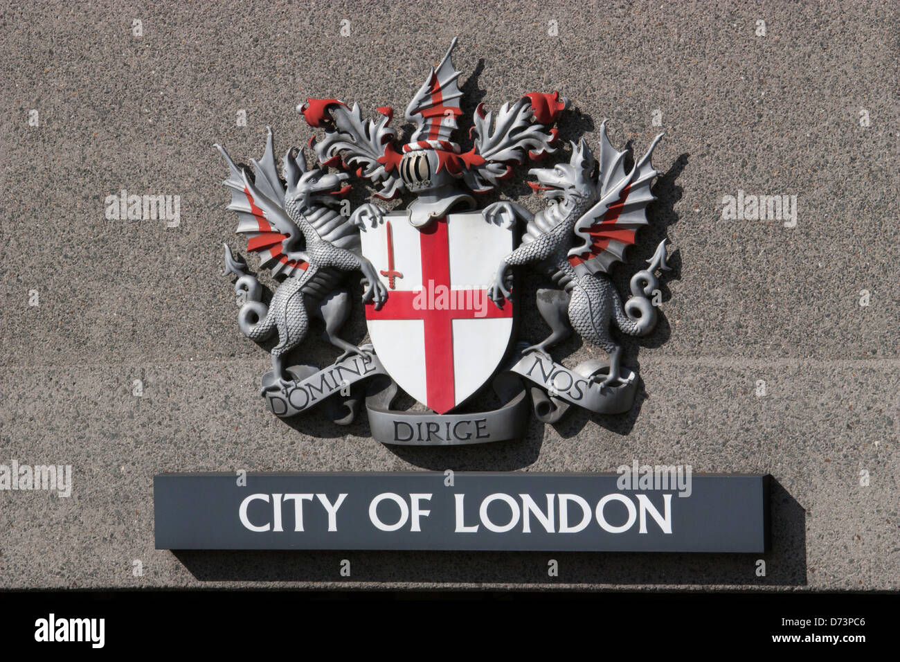 domine nos dirige city of london dragon crest Stock Photo - Alamy