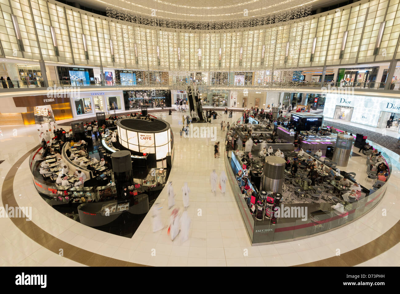 View of busy atrium at Dubai Mall in United Arab Emirates UAE Stock Photo