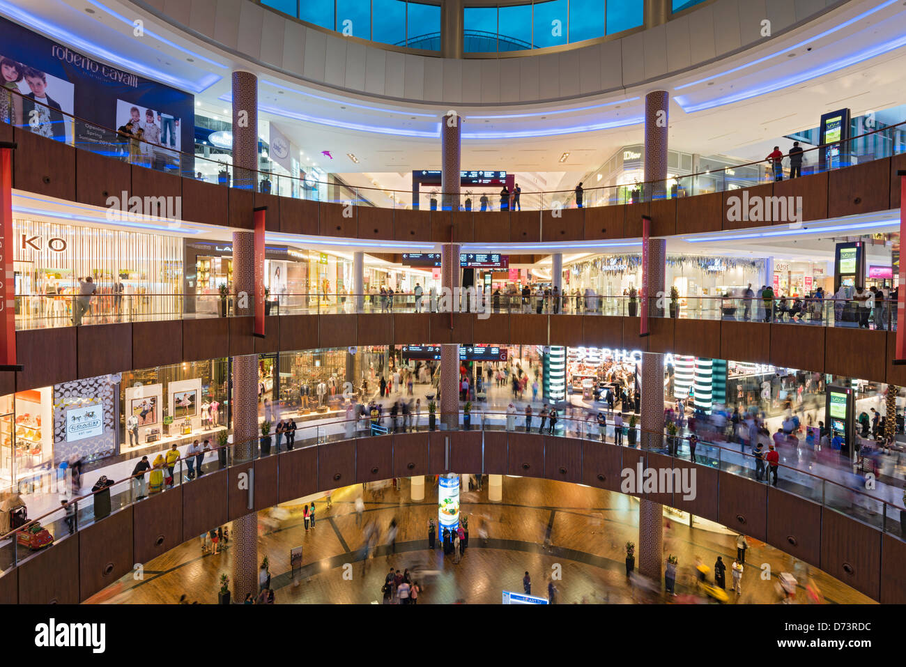 interior of atrium at busy Dubai Mall in United Arab Emirates UAE Stock Photo