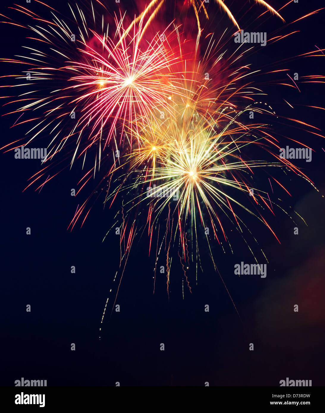 Fireworks in the night sky Stock Photo