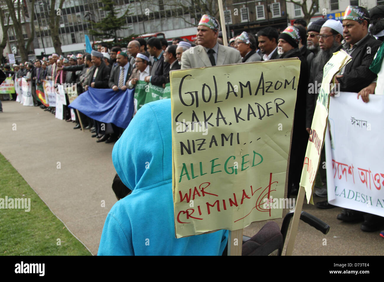 London, UK. 28th April, 2013. Several hundreds Bangladeshi UK resident congregated at Altab Ali Park in Tower Hamlets in support of the War Criminals of 1971 trial. Credit David Mbiyu/Alamy Live News Stock Photo
