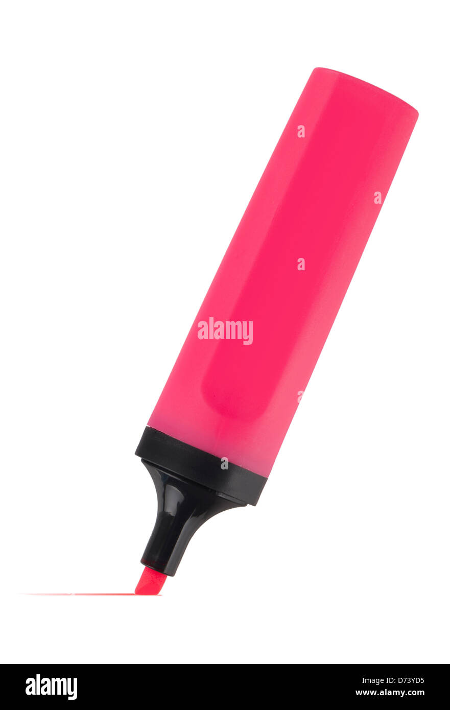 Pink highlighter. Isolated on white background Stock Photo - Alamy