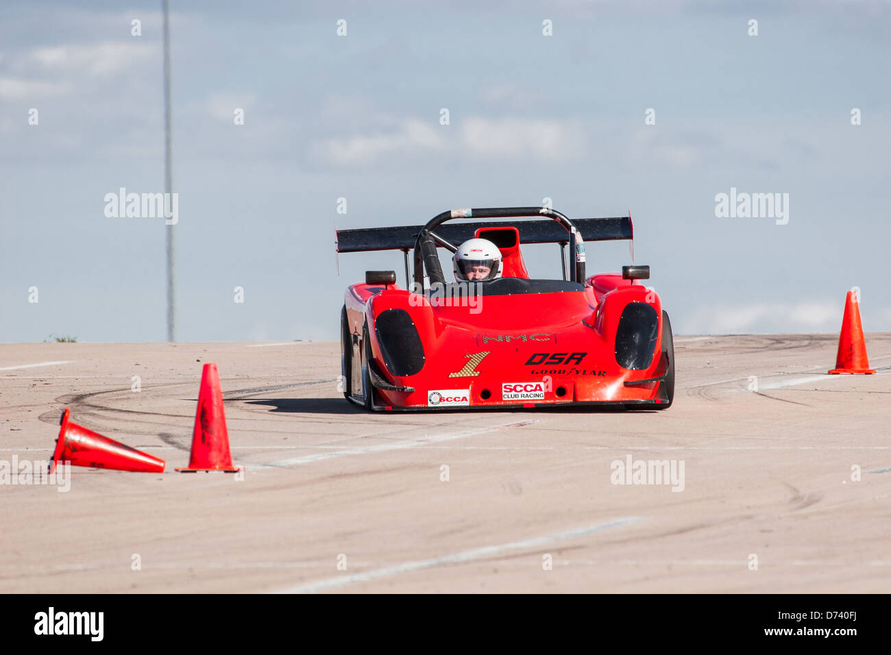 A 2000 Orange Radical ProSport BModified open wheel race car in an